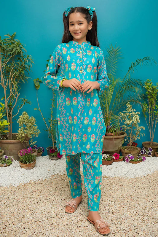 Picture of Modest - Aqua Blossom - 9145 - Available at Raja Sahib