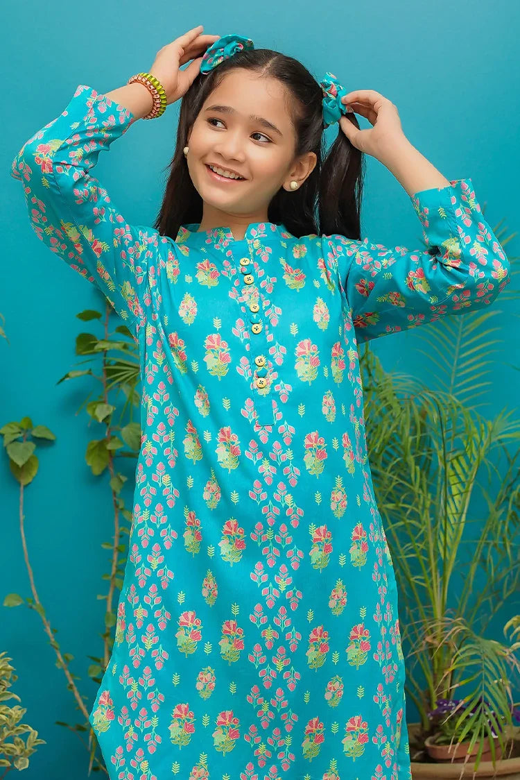 Picture of Modest - Aqua Blossom - 9145 - Available at Raja Sahib