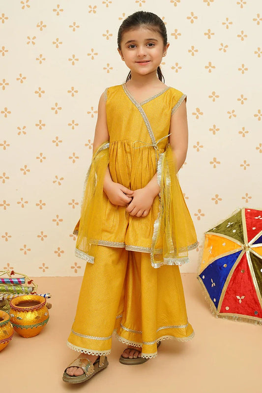 Picture of Modest - Girls Yellow Gharara Suit - 9200 - Available at Raja Sahib