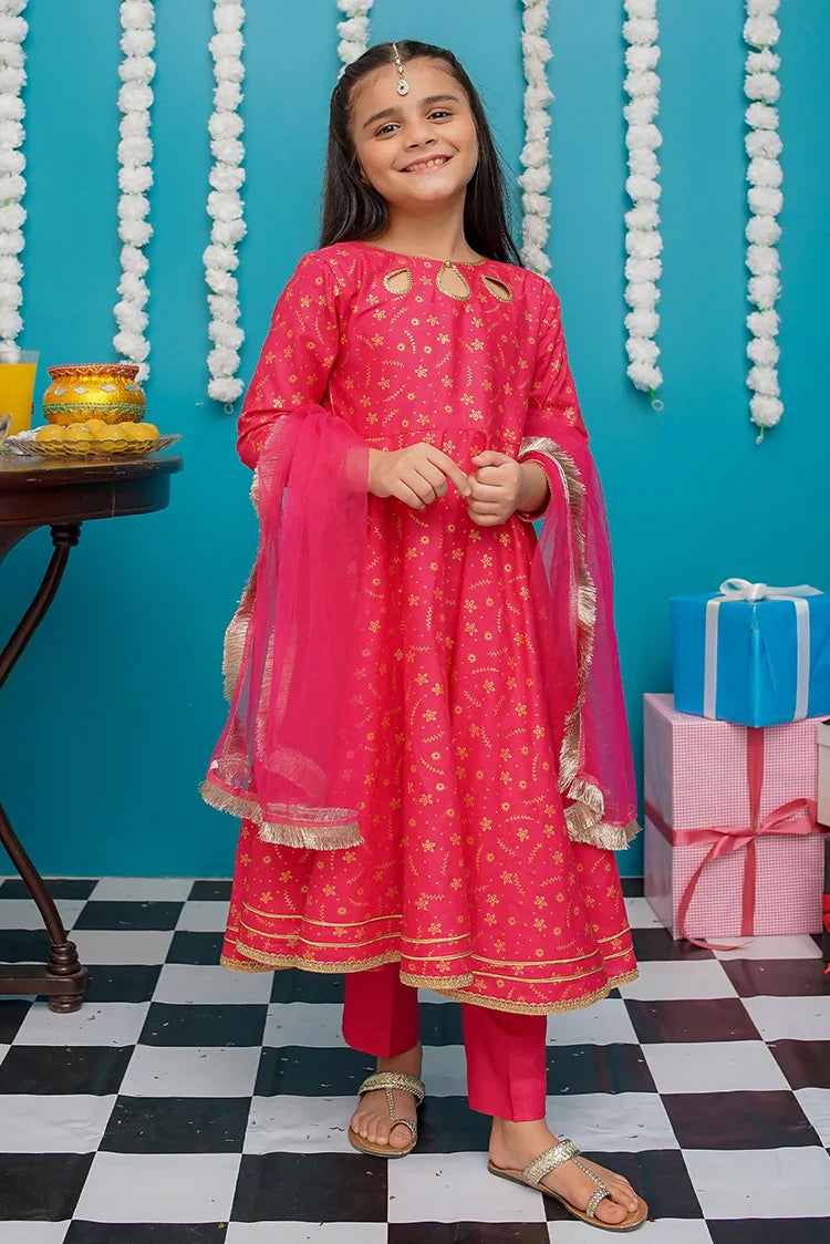 Picture of Modest - Cotton 3 Piece Pink Frock - 9220 - Available at Raja Sahib