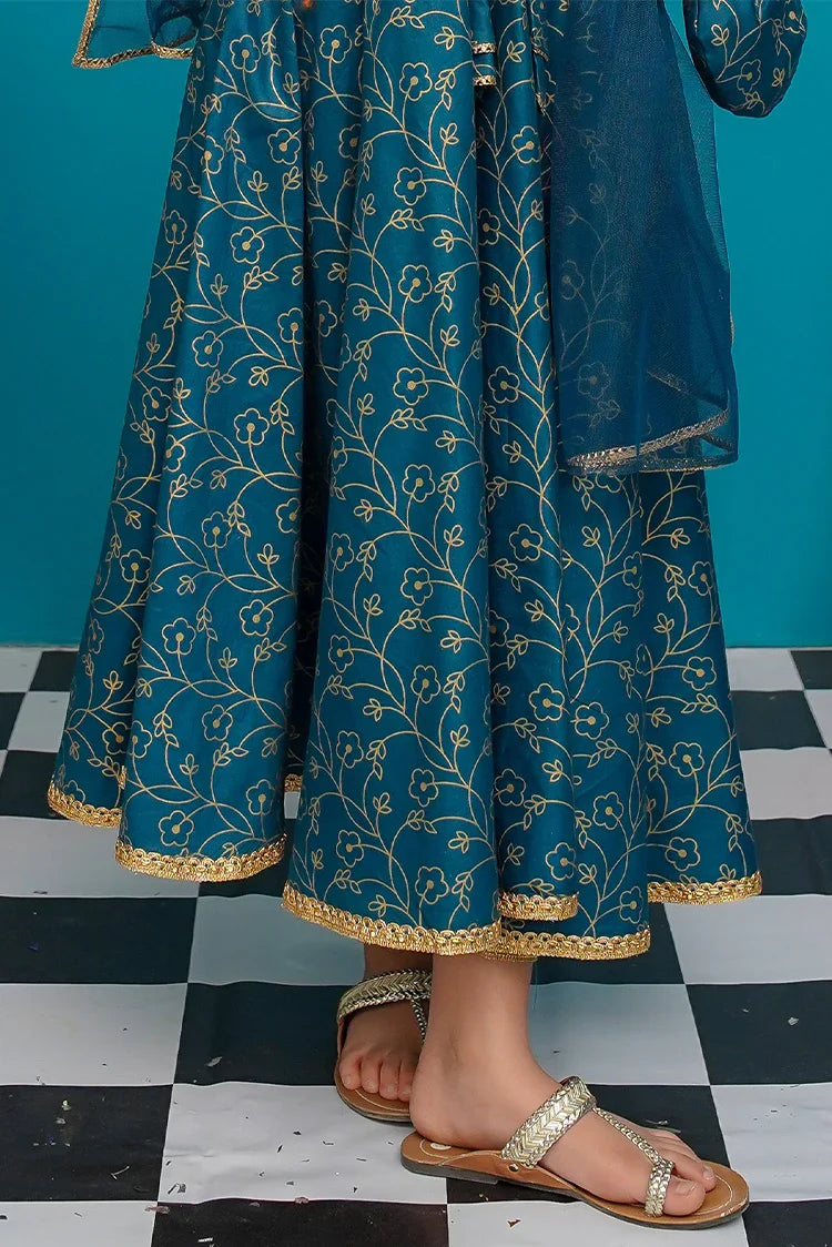 Picture of Modest - Toddlers Cotton Blue Frock - 9230 - Available at Raja Sahib