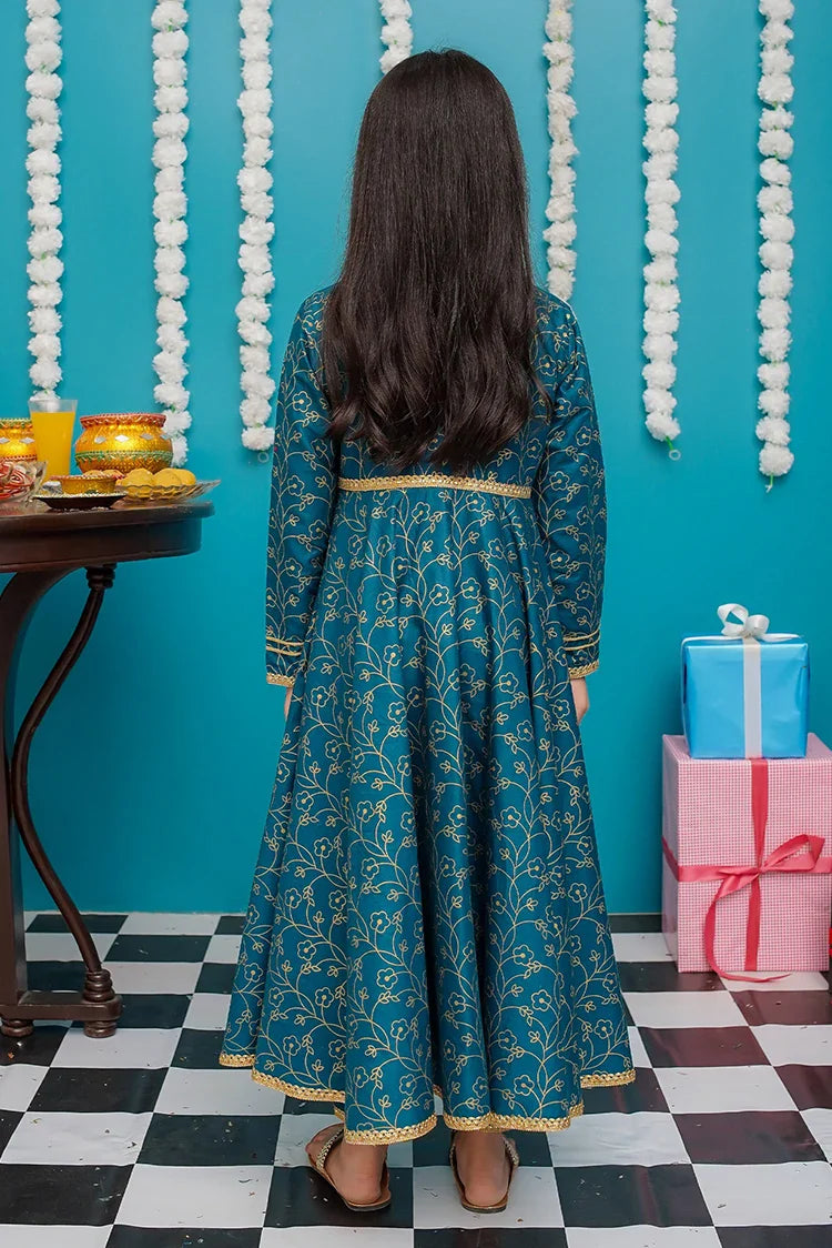 Picture of Modest - Toddlers Cotton Blue Frock - 9230 - Available at Raja Sahib