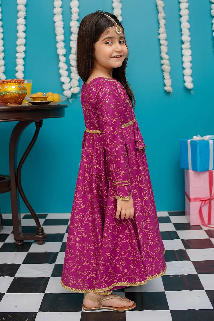 Picture of Modest - Toddlers Cotton Purple Frock - 9230 - Available at Raja Sahib