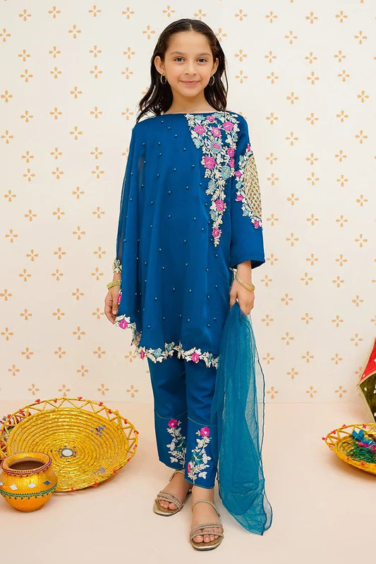 Picture of Modest - Pearl Cape Dress - Blue - Available at Raja Sahib