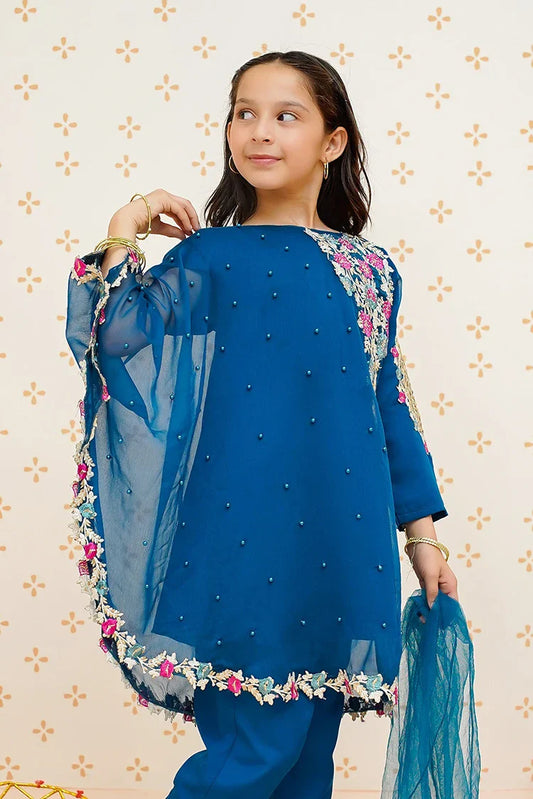 Picture of Modest - Pearl Cape Dress - Blue - Available at Raja Sahib