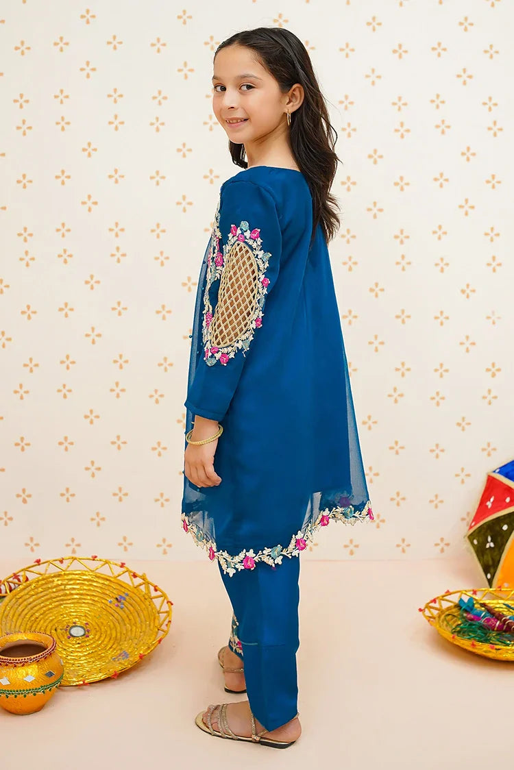 Picture of Modest - Pearl Cape Dress - Blue - Available at Raja Sahib