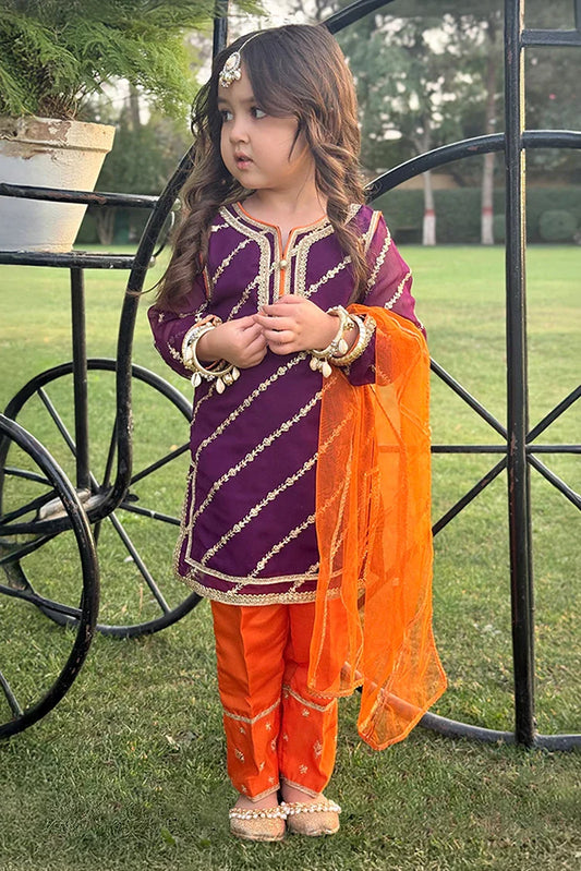 Picture of Modest - Girls 3 Piece Suit - Purple Delight - Available at Raja Sahib