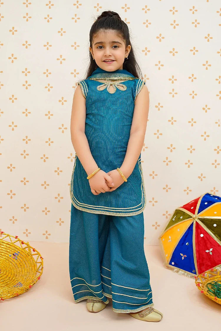 Picture of Modest - Toddlers Blue Cotton Lawn Set - 9510 - Available at Raja Sahib