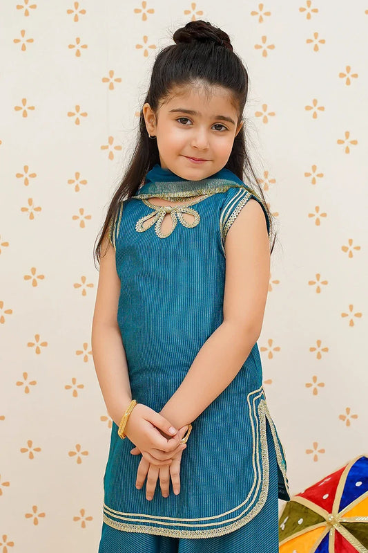 Picture of Modest - Toddlers Blue Cotton Lawn Set - 9510 - Available at Raja Sahib