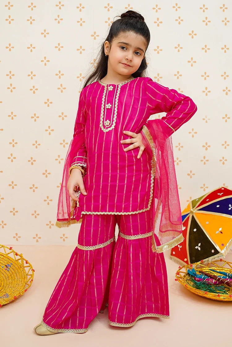 Picture of Modest - Toddler 3 Piece Cotton Gharara Set - 9540 - Available at Raja Sahib