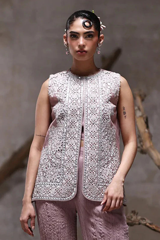 Picture of Threads & Motifs - Embroidered Jacket With Crushed Trouser - 9541.1 - Available at Raja Sahib