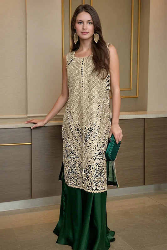 Picture of Threads & Motifs - Embroidered Jacket With Skirt - 9542 - Available at Raja Sahib