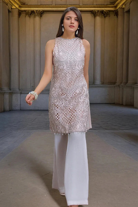 Picture of Threads & Motifs - Organza Embroidered Shirt - 9545 - Available at Raja Sahib