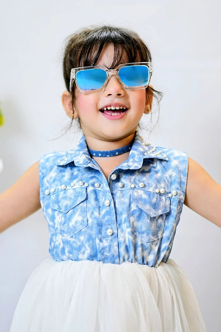 Picture of Modest - Fairy Bloom - Denim Pearl - Available at Raja Sahib