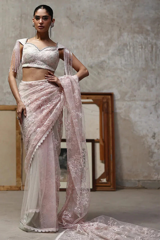 Picture of Threads & Motifs - Embroidered Blouse & Saree - 9764 - Available at Raja Sahib