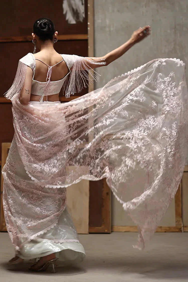 Picture of Threads & Motifs - Embroidered Blouse & Saree - 9764 - Available at Raja Sahib