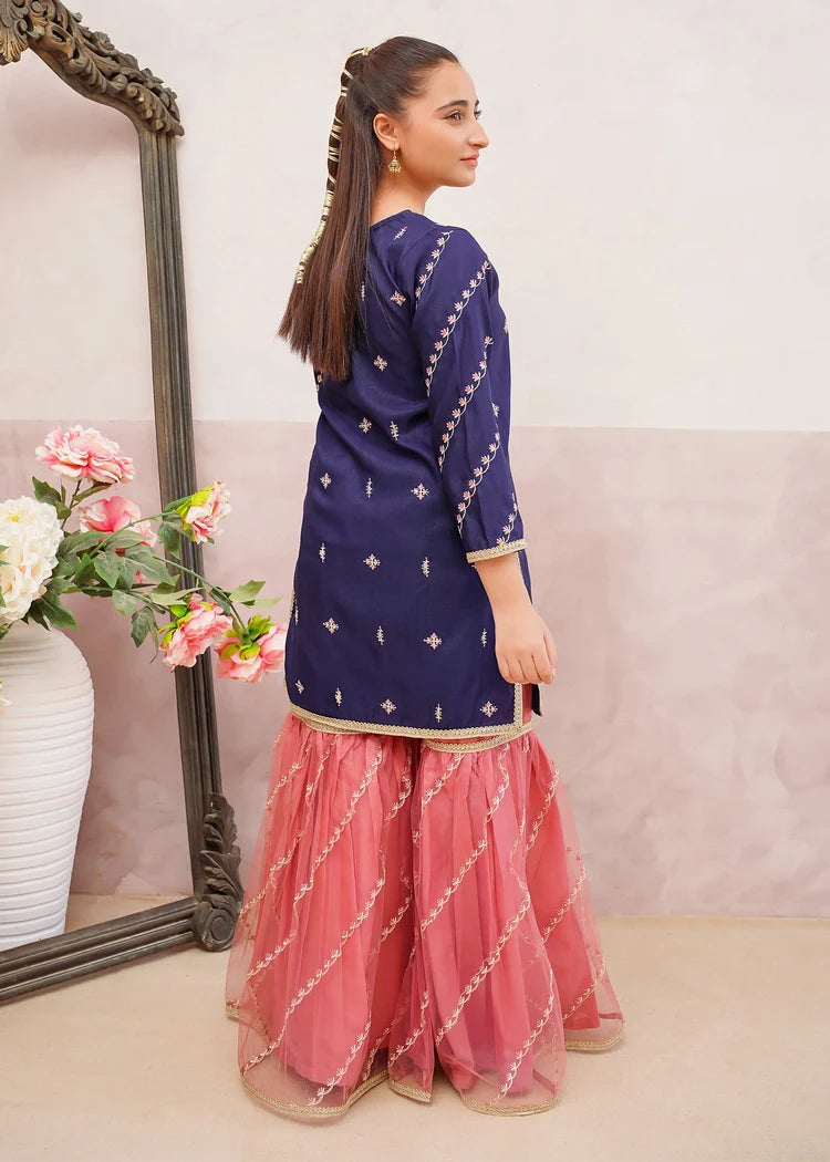 Picture of Modest - 3 Piece Embroidered Rawsilk Gharara - Available at Raja Sahib