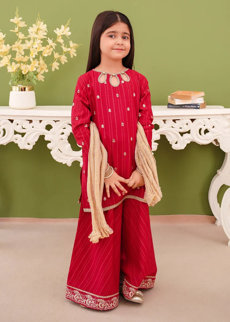 Picture of Modest - 3 Piece Pink Khaddar Embroidered Suit - Available at Raja Sahib
