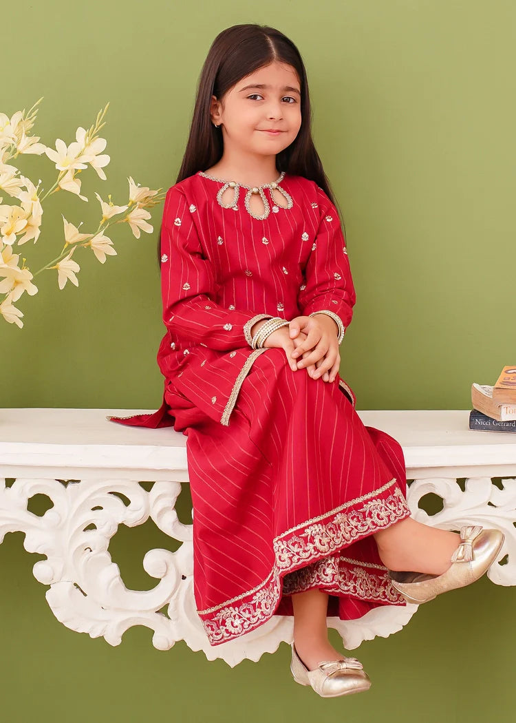 Picture of Modest - 3 Piece Pink Khaddar Embroidered Suit - Available at Raja Sahib