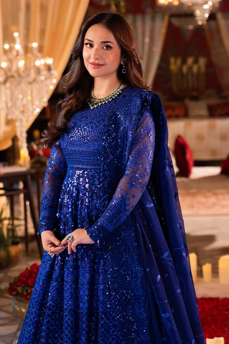 asim jofa blue dress AJN-15 EMBROIDERED ORGANZA 3 PCS