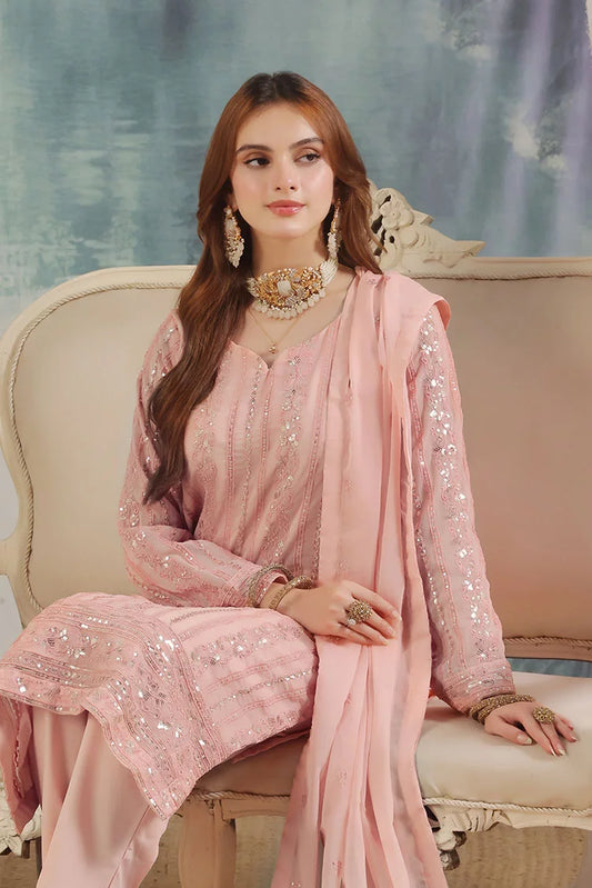 Picture of Abaan Zohan - Chandni - Tea Pink - 3 Piece - Available at Raja Sahib
