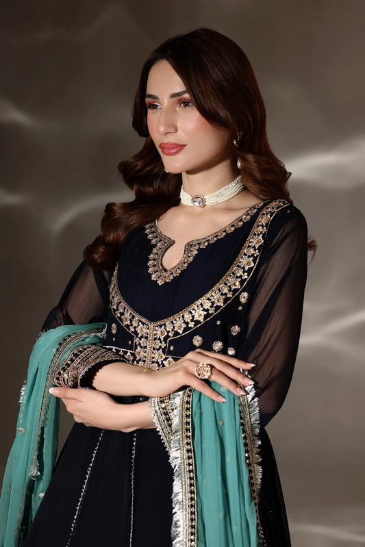 Abaan Zohan - Hooriya - Navy Blue - 3 Piece