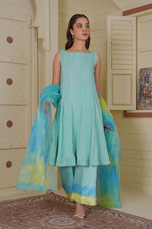 Picture of Amber Imran - Velvet Edition - Aqua - Available at Raja Sahib
