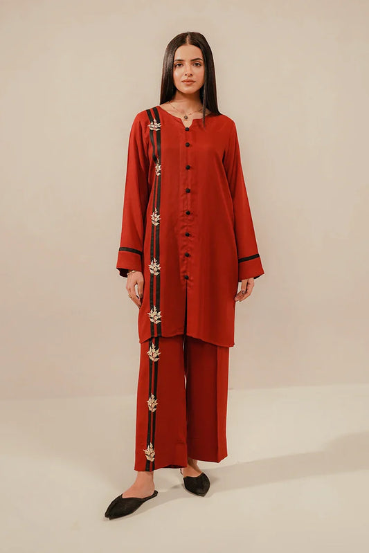 Picture of Divinely Crafted - Zyra Embroidered Co-Ords '25 - Ruby - Available at Raja Sahib