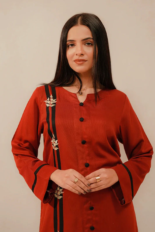 Picture of Divinely Crafted - Zyra Embroidered Co-Ords '25 - Ruby - Available at Raja Sahib