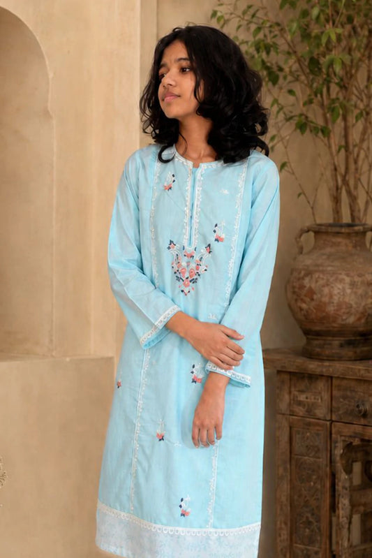 Picture of Abar - Chaoo - 2 Piece - Aqua Bloom - Available at Raja Sahib