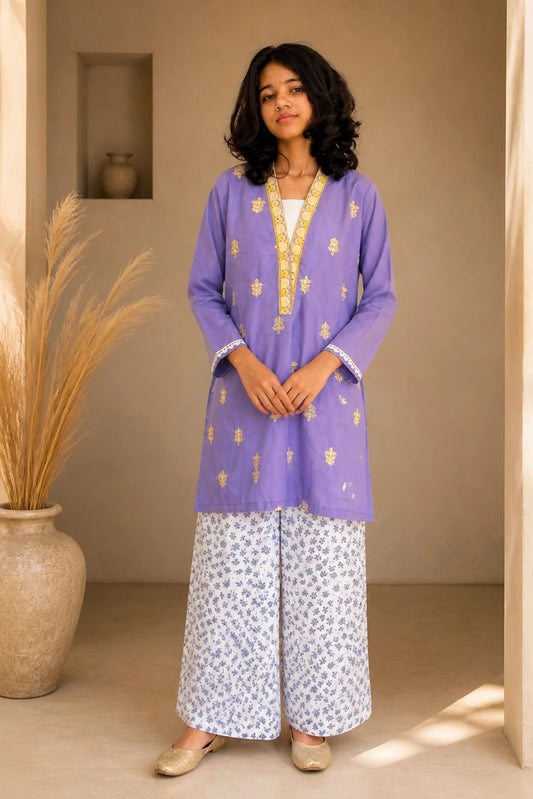 Picture of Abar - Chaoo - 2 Piece - Lavender Buti - Available at Raja Sahib