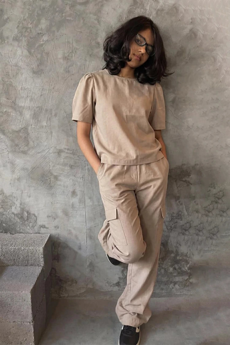 Picture of Abar - Monochrome Edit - 2 Piece - Sand Stone - Available at Raja Sahib