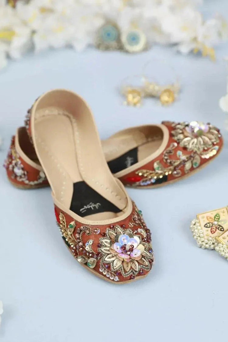 Picture of Saheliyan - Heer Collection - Abro Rust - Available at Raja Sahib