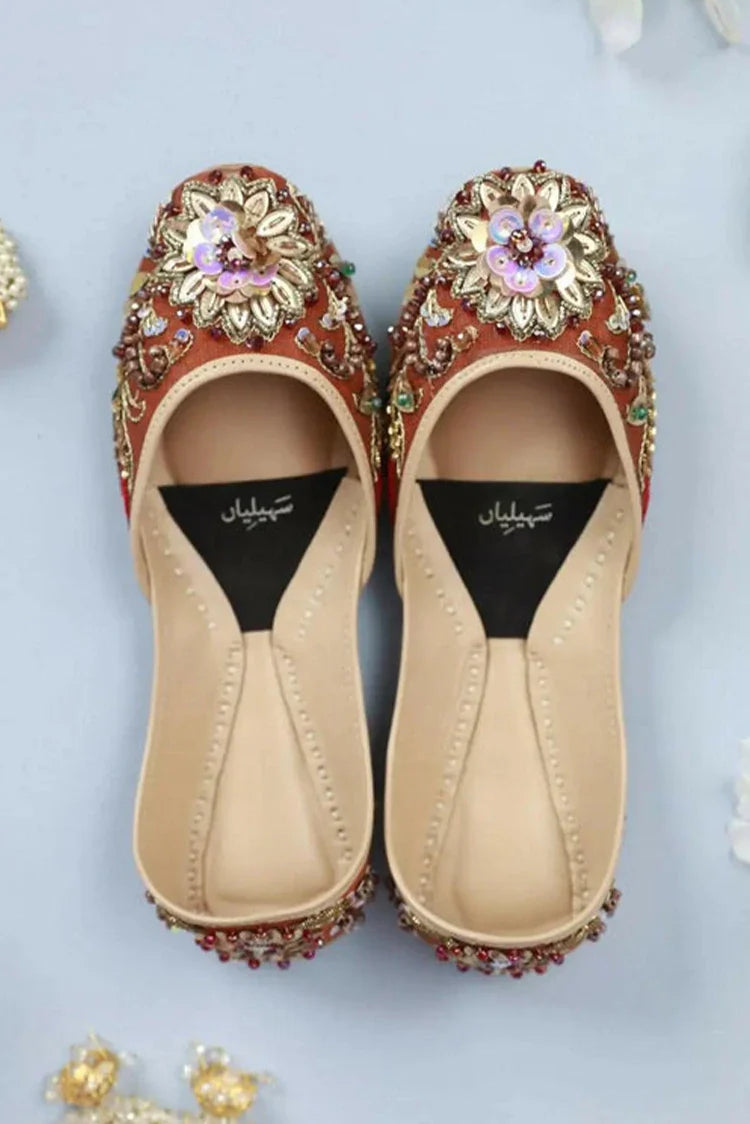 Picture of Saheliyan - Heer Collection - Abro Rust - Available at Raja Sahib