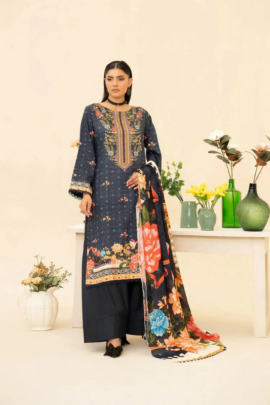 Picture of Lala - Lala Vintage Viscose Bana Dora Collection Vol 1 - LS-0411-Royal Depth - Unstitched - Available at Raja Sahib
