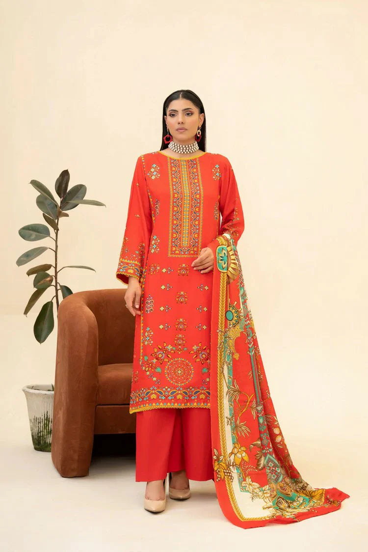 Picture of Lala - Lala Vintage Viscose Bana Dora Collection Vol 1 - LS-0412-Ruby Glow - Unstitched - Available at Raja Sahib