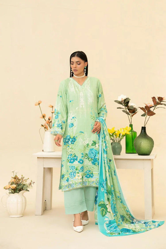 Picture of Lala - Lala Vintage Viscose Bana Dora Collection Vol 1 - LS-0413-Jade Whisper - Unstitched - Available at Raja Sahib