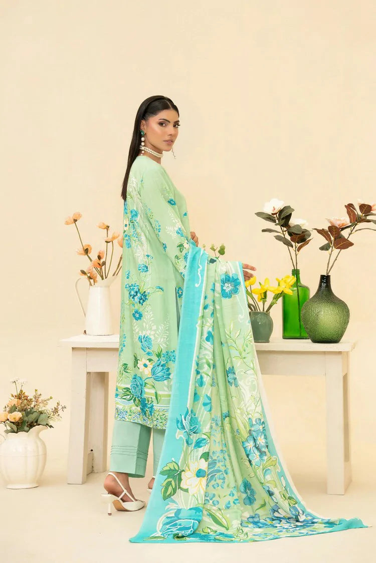 Picture of Lala - Lala Vintage Viscose Bana Dora Collection Vol 1 - LS-0413-Jade Whisper - Unstitched - Available at Raja Sahib