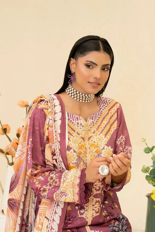 Picture of Lala - Lala Vintage Viscose Bana Dora Collection Vol 1 - LS-0414-Mauve Muse - Unstitched - Available at Raja Sahib