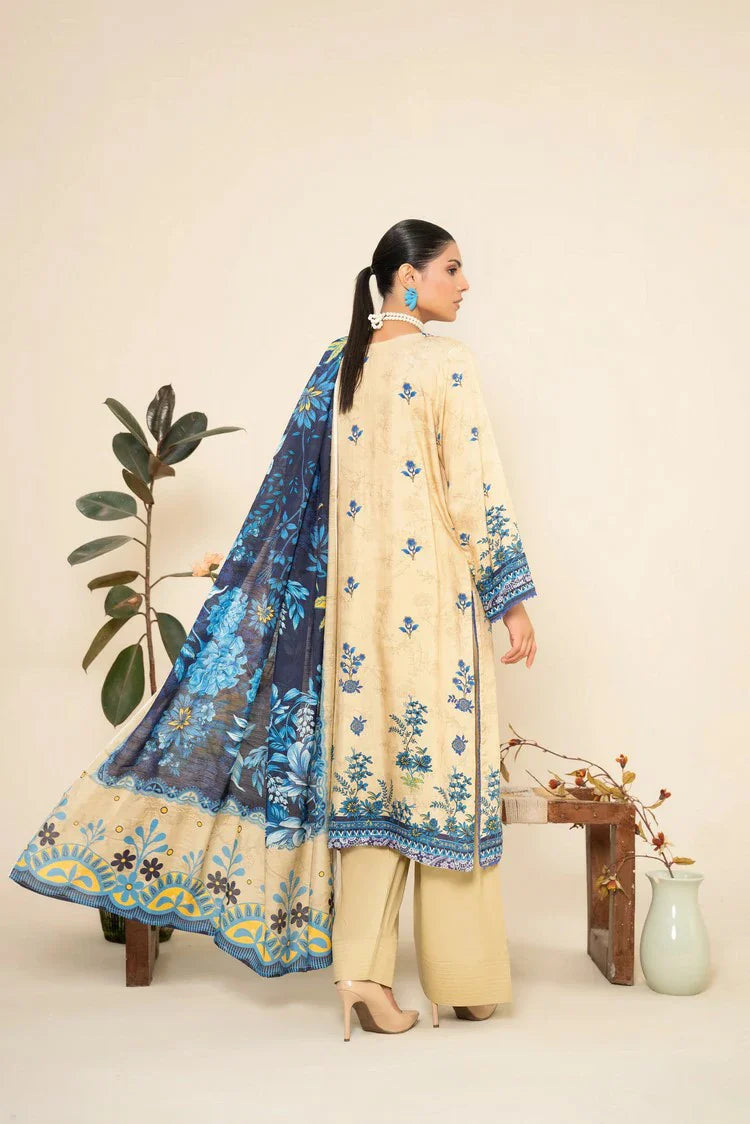 Picture of Lala - Lala Vintage Viscose Bana Dora Collection Vol 1 - LS-0415-Sand & Sapphire - Unstitched - Available at Raja Sahib