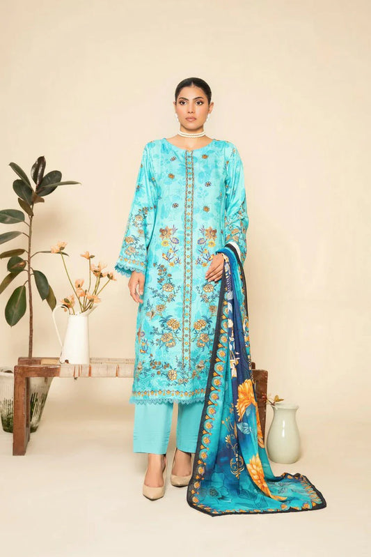 Picture of Lala - Lala Vintage Viscose Bana Dora Collection Vol 1 - LS-0417-Crystal Cove - Unstitched - Available at Raja Sahib