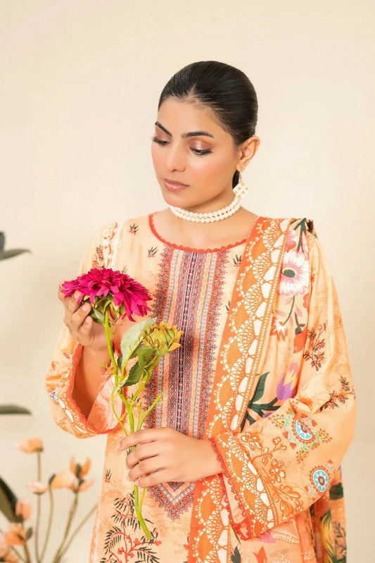 Picture of Lala - Lala Vintage Viscose Bana Dora Collection Vol 1 - LS-0419-Flamingo Veil - Unstitched - Available at Raja Sahib