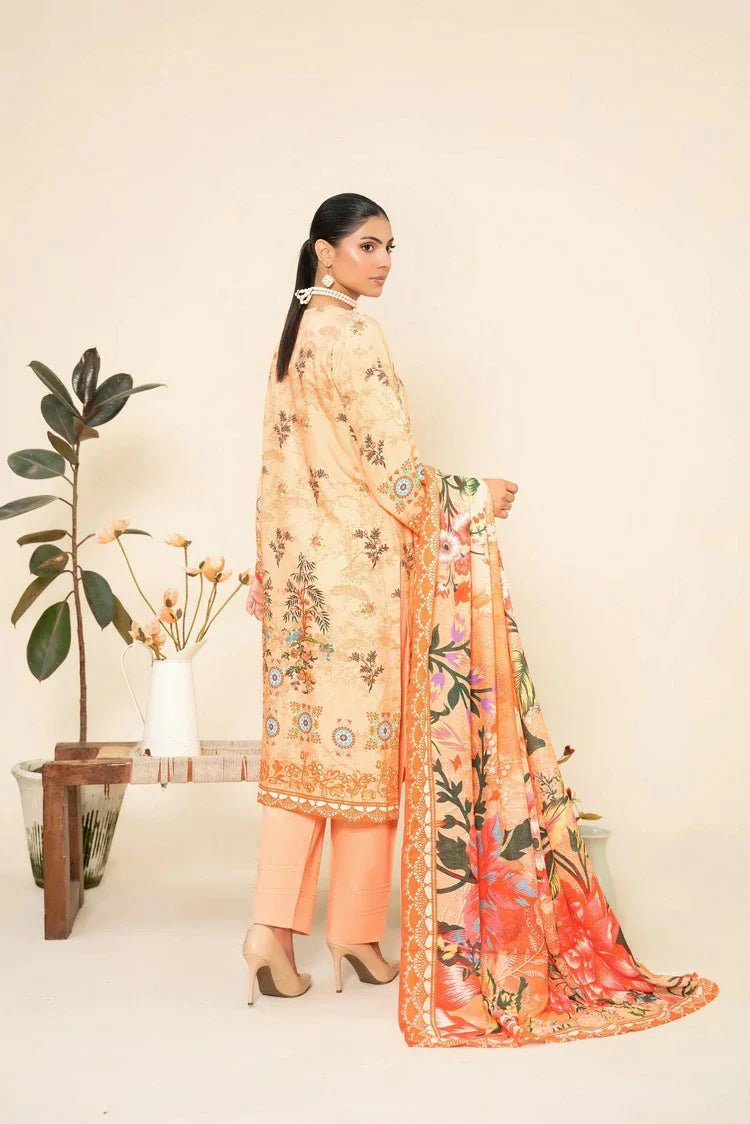 Picture of Lala - Lala Vintage Viscose Bana Dora Collection Vol 1 - LS-0419-Flamingo Veil - Unstitched - Available at Raja Sahib