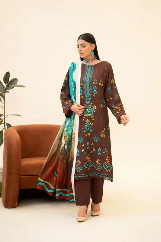 Picture of Lala - Lala Vintage Viscose Bana Dora Collection Vol 1 - LS-0420-Desert Oak - Unstitched - Available at Raja Sahib