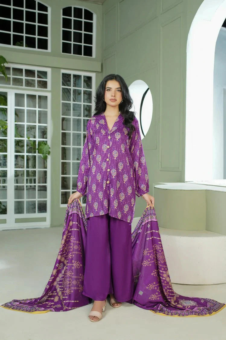 Picture of Lala - Sana Samia Winter Slub Collection Vol 1 - LS-0422-Regalia Purple - Unstitched - Available at Raja Sahib