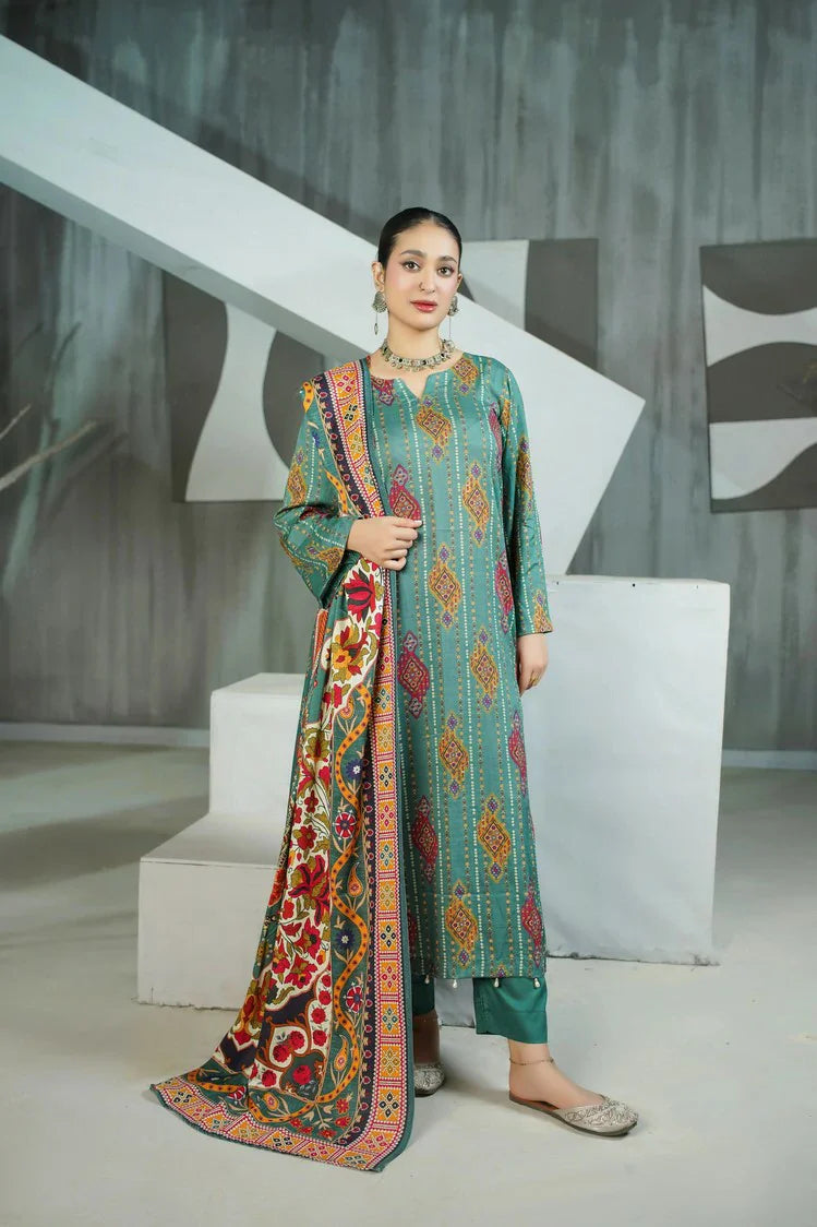 Picture of Lala - Sana Samia Winter Slub Collection Vol 1 - LS-0424-Muted Fern - Unstitched - Available at Raja Sahib