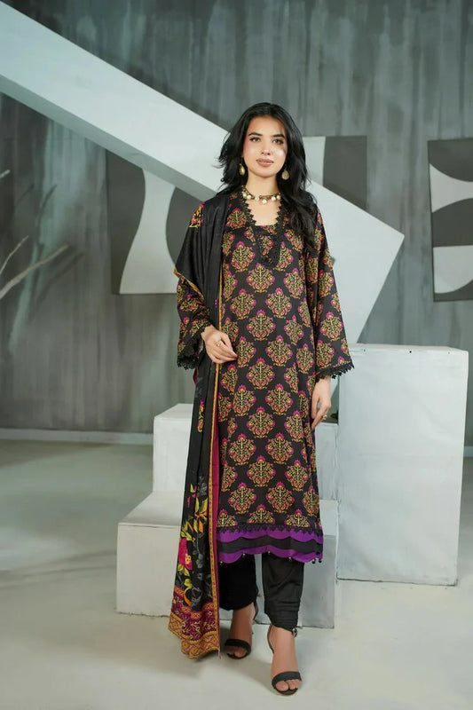 Picture of Lala - Sana Samia Winter Slub Collection Vol 1 - LS-0425-Black Ember - Unstitched - Available at Raja Sahib