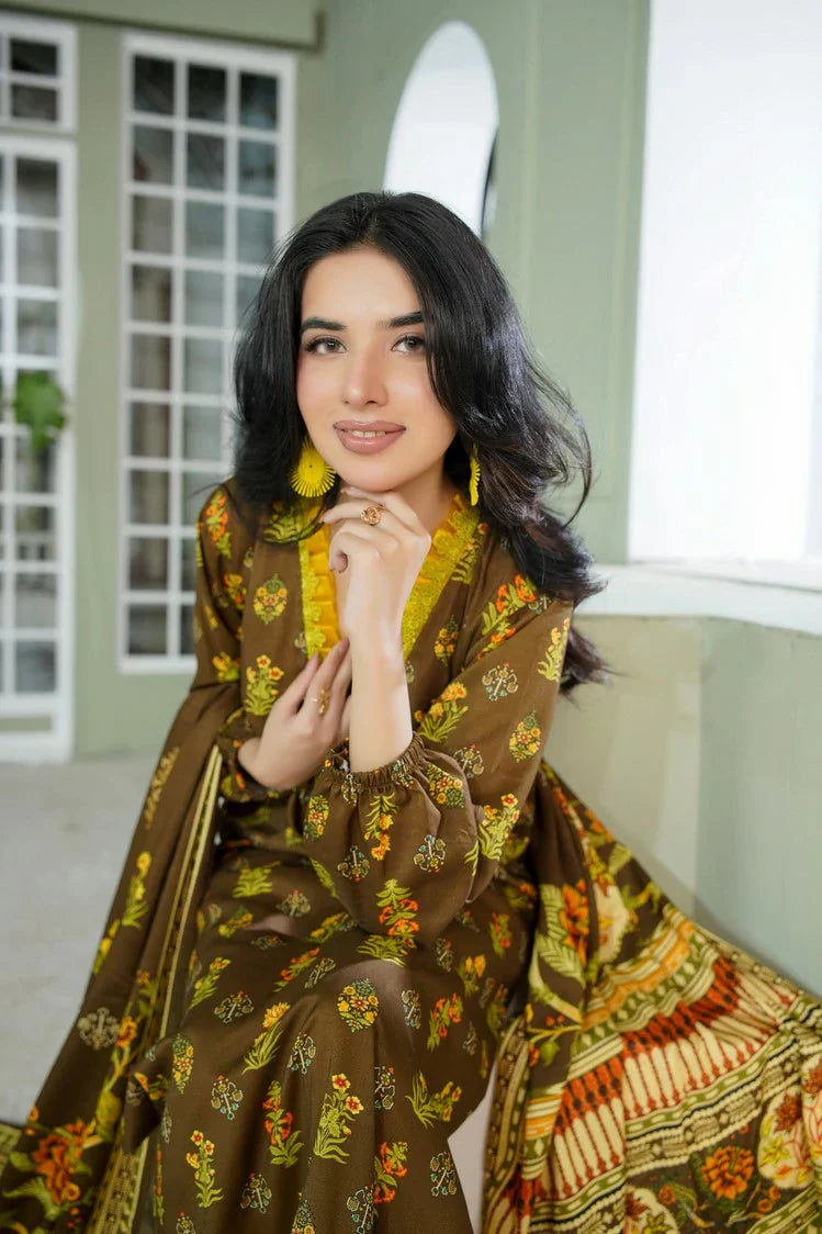 Picture of Lala - Sana Samia Winter Slub Collection Vol 1 - LS-0426-Dusty Moss - Unstitched - Available at Raja Sahib