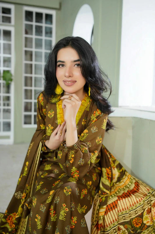 Picture of Lala - Sana Samia Winter Slub Collection Vol 1 - LS-0426-Dusty Moss - Unstitched - Available at Raja Sahib