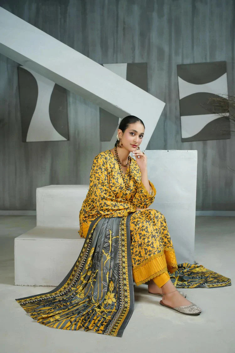 Picture of Lala - Sana Samia Winter Slub Collection Vol 1 - LS-0429-Honey Slate - Unstitched - Available at Raja Sahib